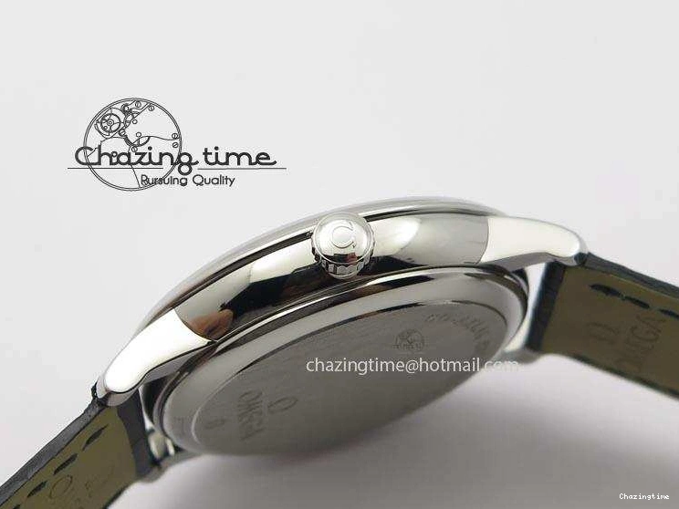 0814 De Ville MK 1:1 Best Edition SS White Dial On Black Leather Asian Seagull T1701 (Sec@6) Sporty 8244